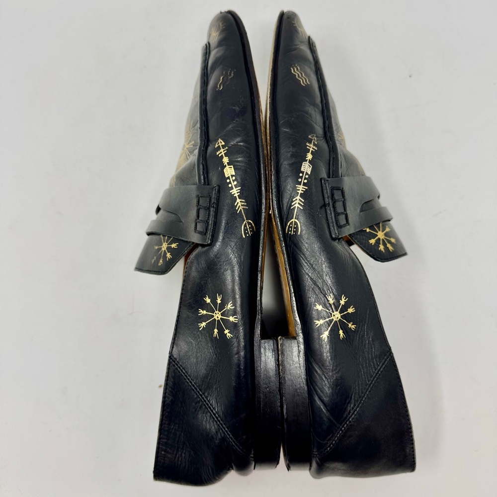 Isabel Marant Printed Stamp Loafer, Size 39, Rare, Black Calf Leather Gold Stamp - Picture 11 of 12